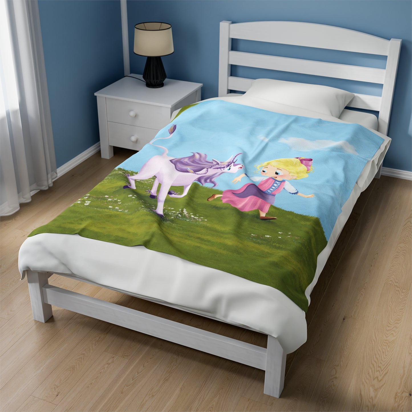 Abby and the Unicorn - Velveteen Plush Blanket