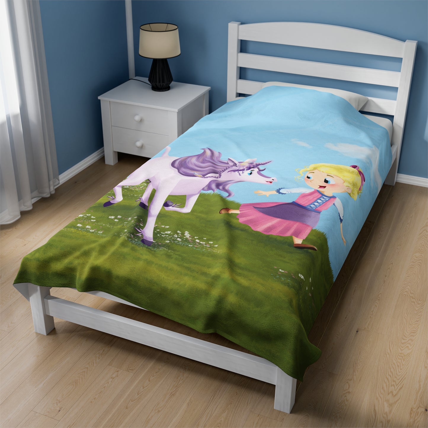 Abby and the Unicorn - Velveteen Plush Blanket