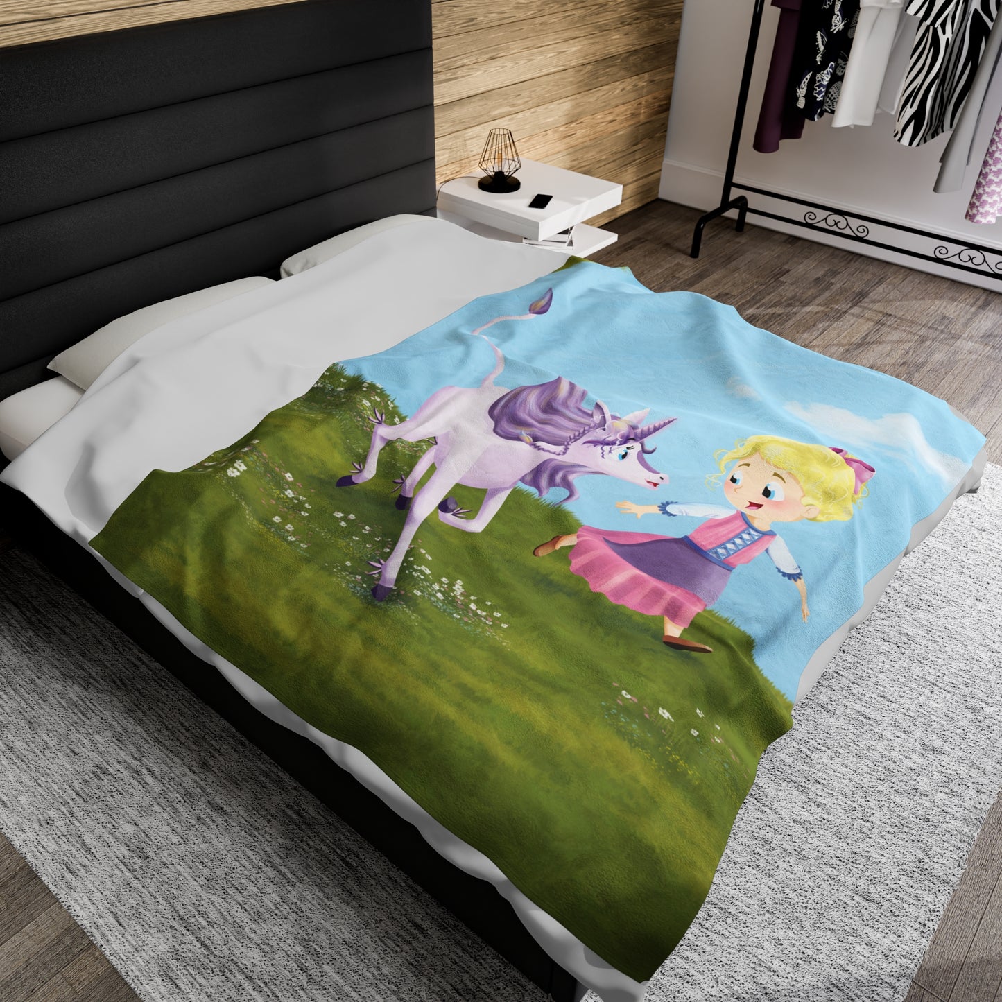 Abby and the Unicorn - Velveteen Plush Blanket