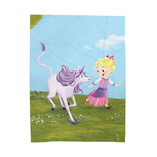 Abby and the Unicorn - Velveteen Plush Blanket