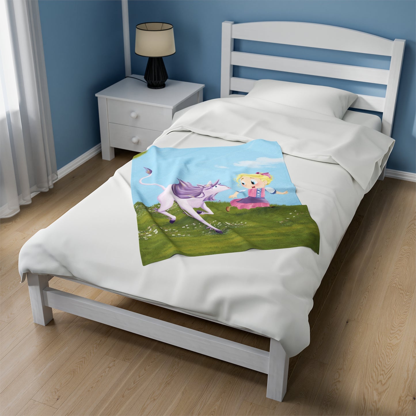 Abby and the Unicorn - Velveteen Plush Blanket