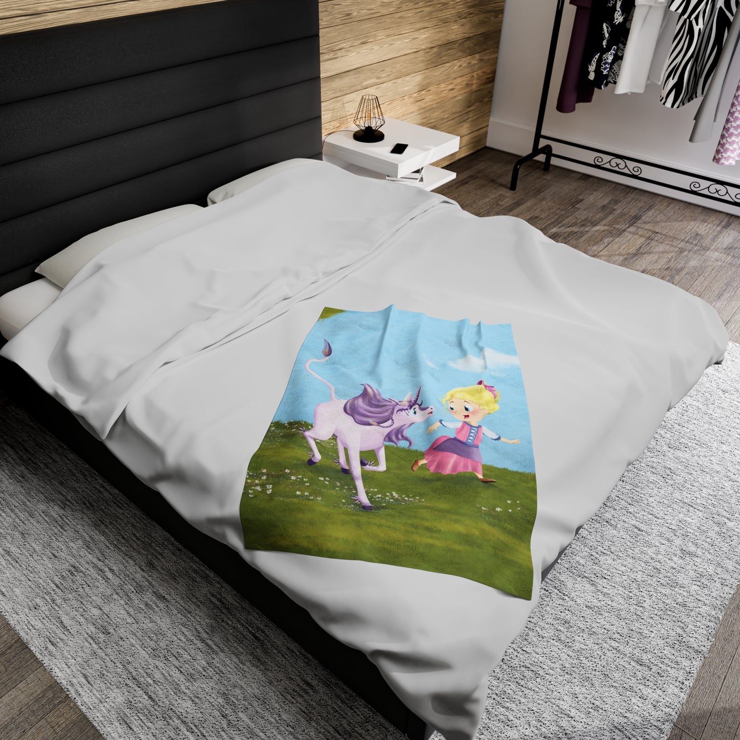 Abby and the Unicorn - Velveteen Plush Blanket